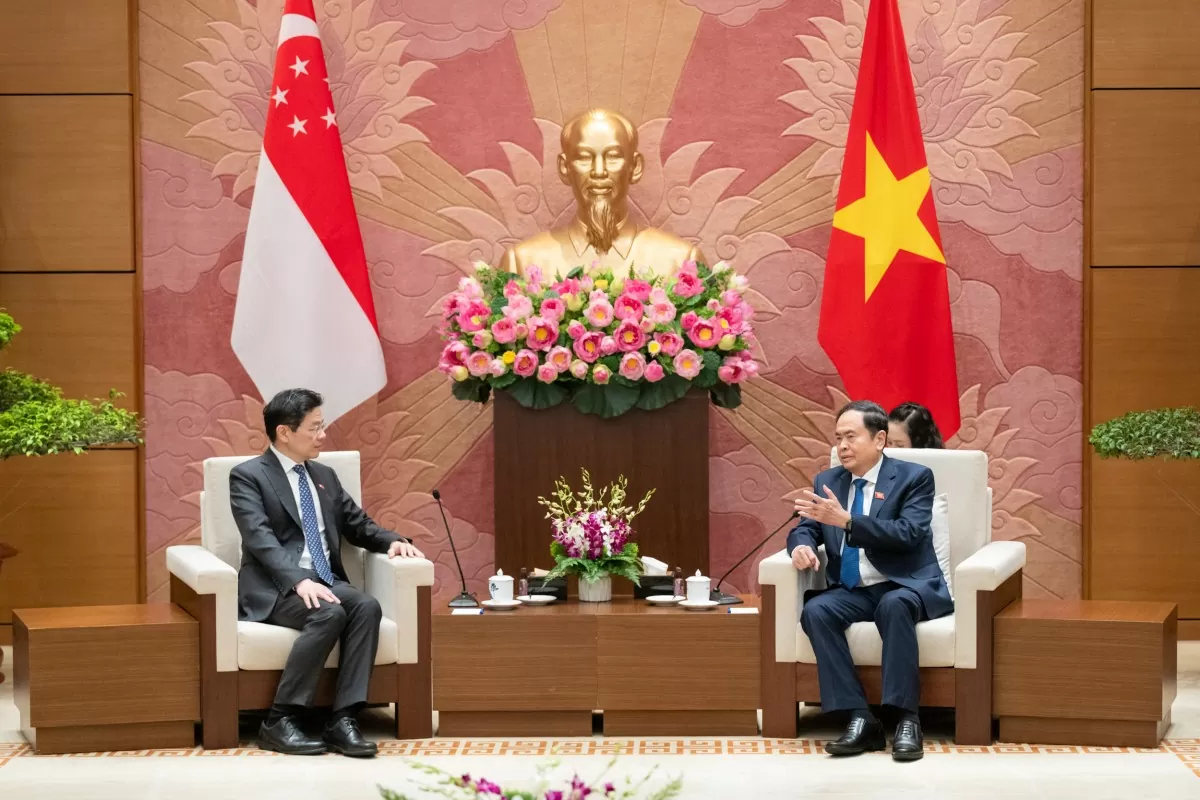 Chủ tịch Quốc hội Trần Thanh Mẫn hội kiến Thủ tướng Cộng hòa Singapore Lawrence Wong