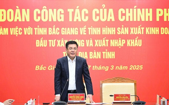bo truong nguyen hong dien lam viec voi tinh bac giang ve giai phap thuc day phat trien