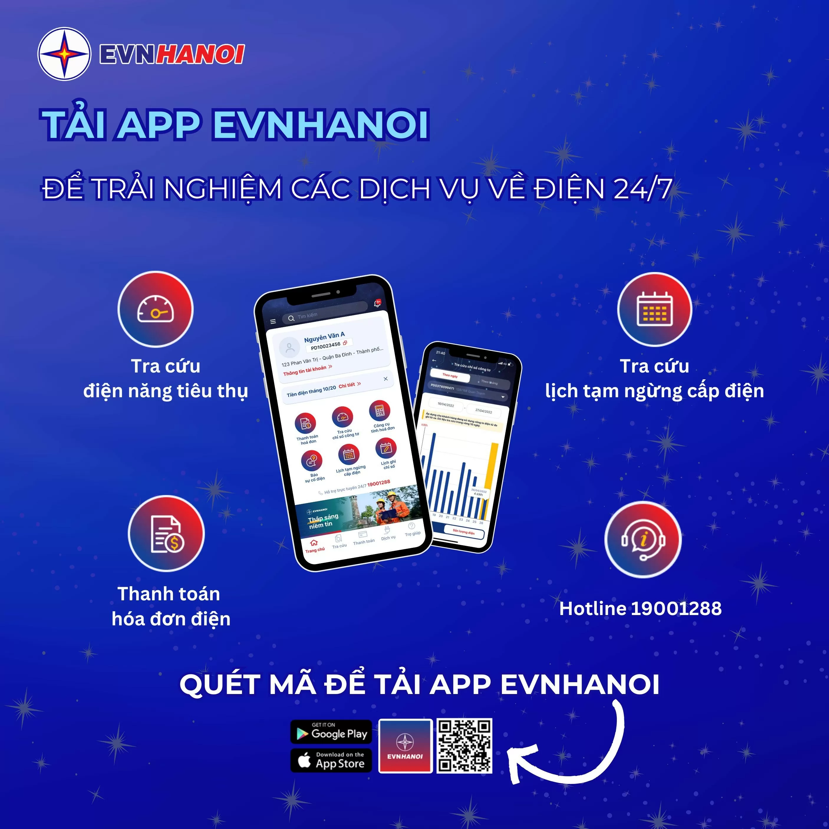 Ứng dụng EVNHANOI giúp kiểm soát tiền điện trong tay