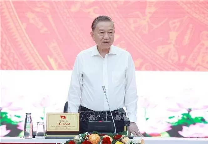Tổng Bí thư Tô Lâm phát biểu tại buổi làm việc. Ảnh: TTXVN
