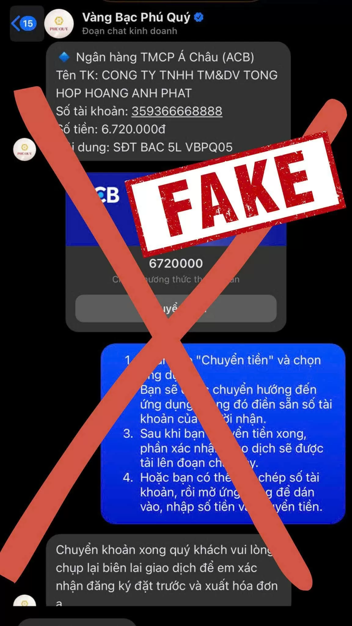 Tập đoàn vàng bạc Phú Quý cảnh báo lừa đảo giả mạo trên Facebook