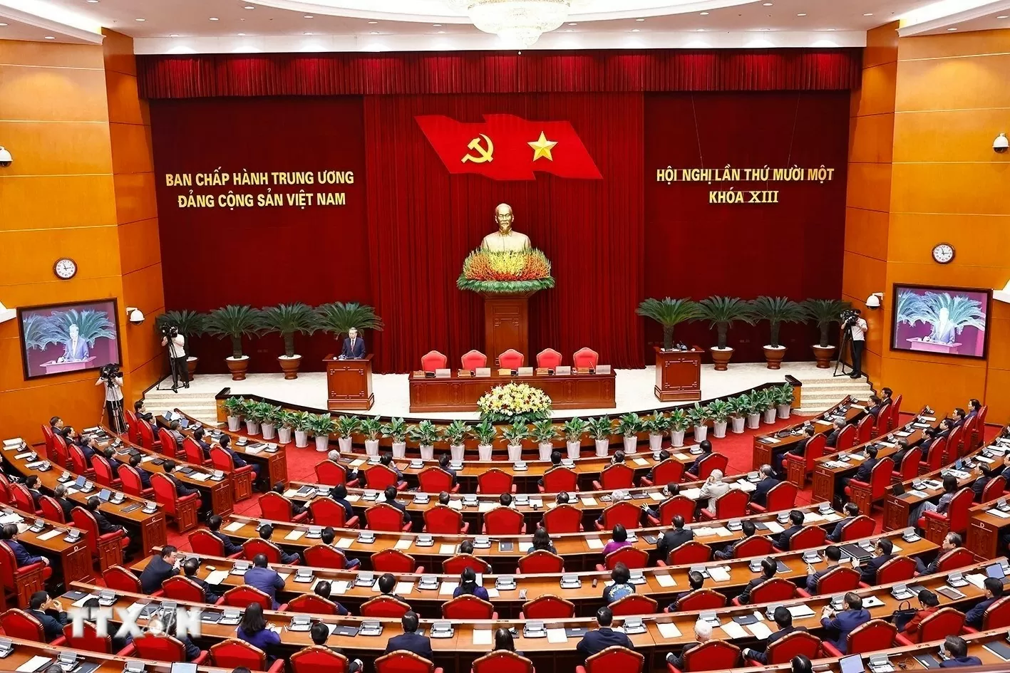 Tổng Bí thư Tô Lâm phát biểu bế mạc Hội nghị lần thứ 11 Ban Chấp hành Trung ương Đảng khóa XIII. (Ảnh: Doãn Tấn/TTXVN)