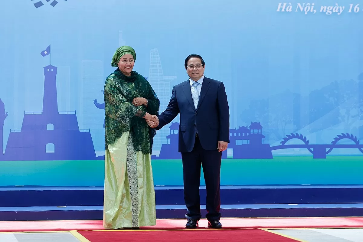 Thủ tướng Phạm Minh Chính đón bà Amina Mohammed - Phó Tổng Thư ký Liên Hợp Quốc
