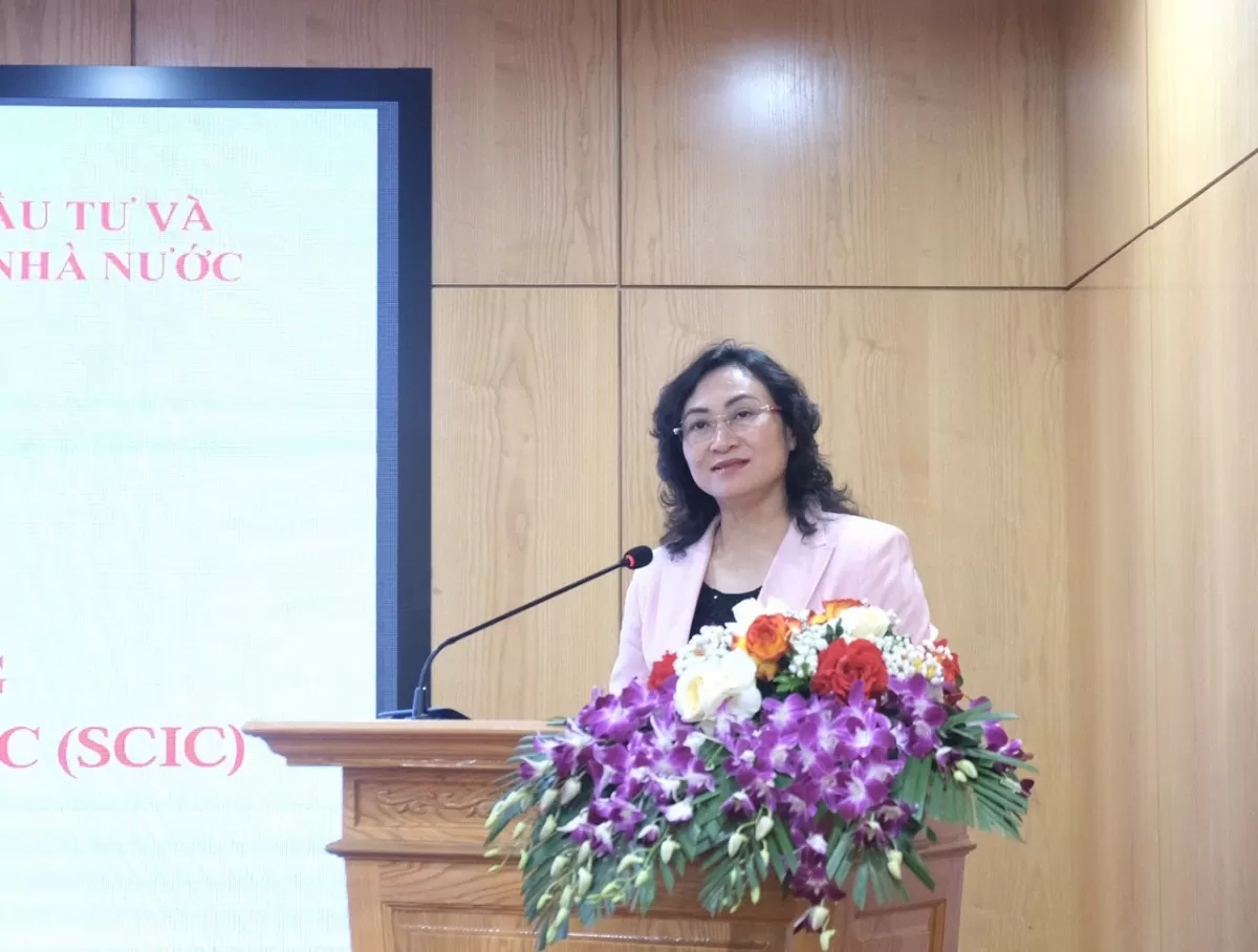 Thứ trưởng Bộ Công Thương Phan Thị Thắng phát biểu. 