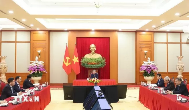 Tổng Bí thư Tô Lâm điện đàm với Chủ tịch Đảng Đại hội Dân tộc Phi (ANC), Tổng thống Cộng hòa Nam Phi Cyril Ramaphosa. Ảnh: TTXVN