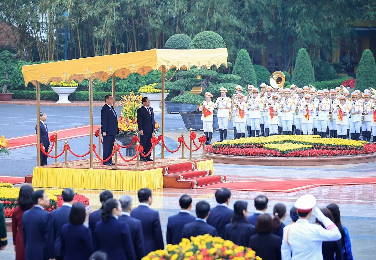 Thủ tướng Phạm Minh Chính chủ trì Lễ đón Thủ tướng Nhật Bản Ishiba Shigeru. Ảnh: VGP/Nhật Bắc