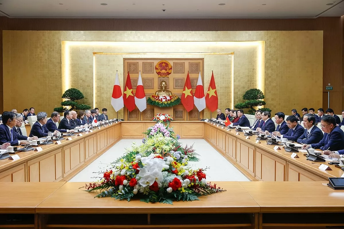 Thủ tướng Phạm Minh Chính hội đàm với Thủ tướng Nhật Bản Ishiba Shigeru. Ảnh: VGP/Nhật Bắc