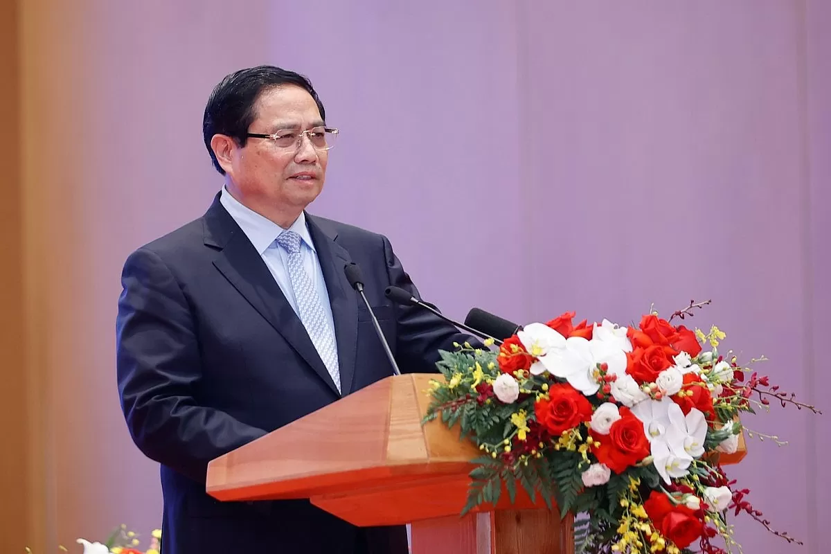 Thủ tướng Phạm Minh Chính đánh giá cao và trân trọng cảm ơn sự đóng góp thiết thực, hiệu quả của các doanh nghiệp Nhật Bản đối với sự phát triển của Việt Nam và quan hệ hữu nghị giữa hai nước. Ảnh: VGP/Nhật Bắc