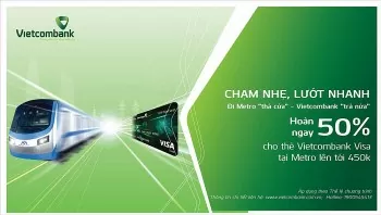 Chào mừng 50 năm Thống nhất đất nước, Vietcombank hoàn 50% vé Metro tới 450.000 VND
