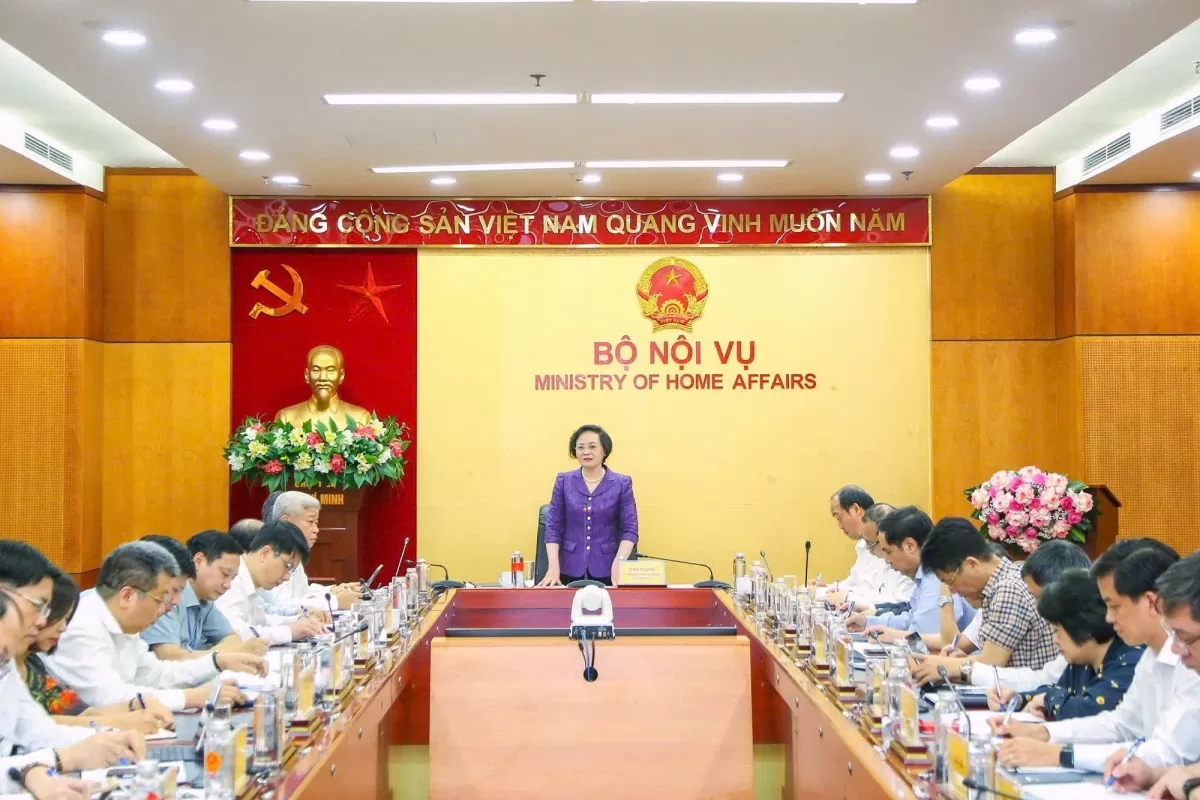 Bộ trưởng Bộ Nội vụ Phạm Thị Thanh Trà tại cuộc họp giao ban tháng 4