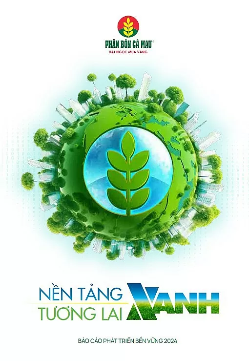 Trang bìa BCPTBV của PVCFC thể hiện sự cân bằng giữa phát triển kinh tế và bảo vệ môi trường.