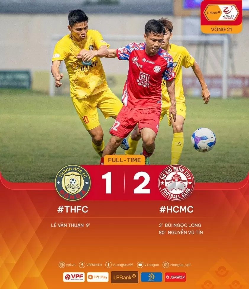 Kết quả trận Thanh Hóa và TP. Hồ Chí Minh, V-League