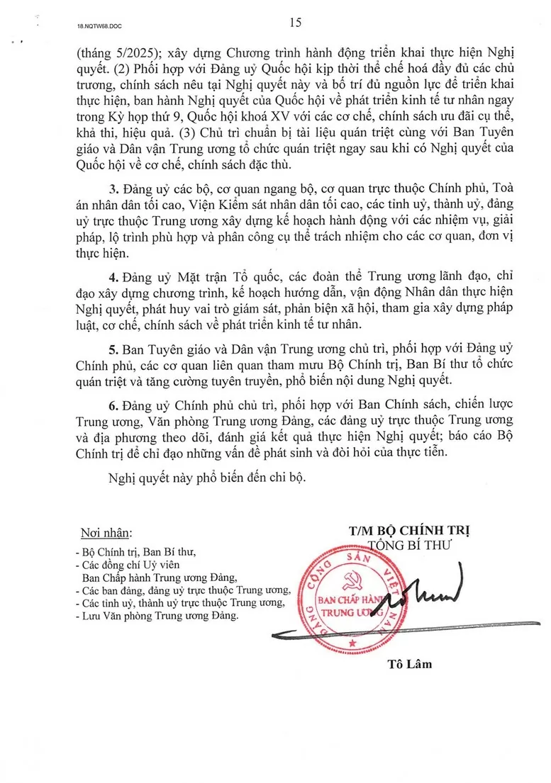 Toàn văn Nghị quyết số 68 NQ/TW về phát triển kinh tế tư nhân