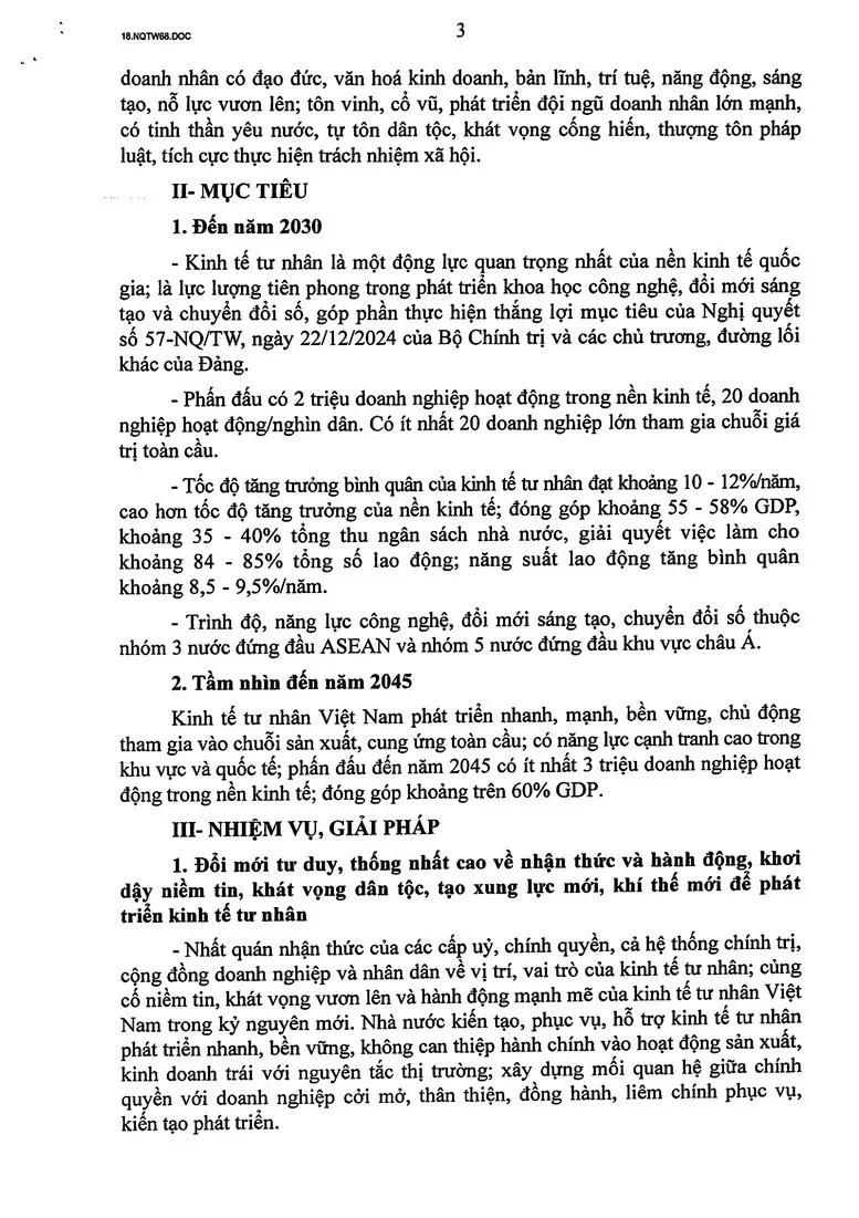 Toàn văn Nghị quyết số 68 NQ/TW về phát triển kinh tế tư nhân