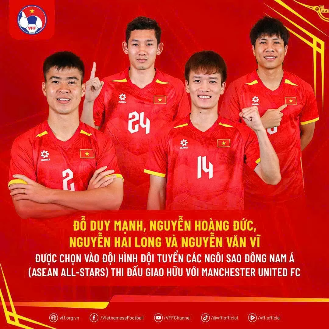 4 cầu thủ Việt Nam nào sẽ tham gia trận đấu với MU?