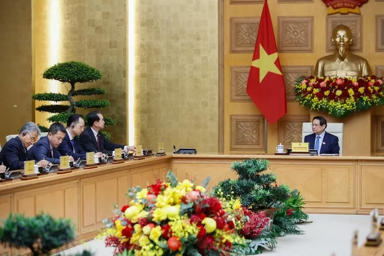 Thủ tướng Phạm Minh Chính tiếp Đại sứ Trung Quốc tại Việt Nam Hà Vĩ - Ảnh: VGP/Nhật Bắc