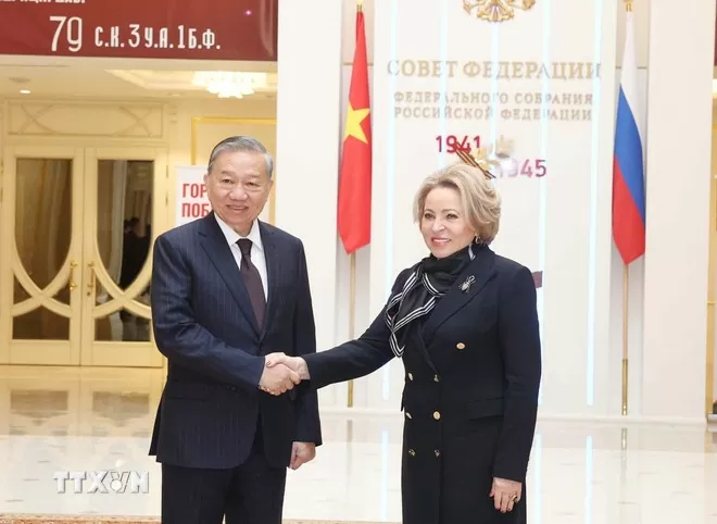 Tổng Bí thư Tô Lâm hội kiến Chủ tịch Thượng viện Nga: Thúc đẩy hợp tác trong 5 lĩnh vực then chốt