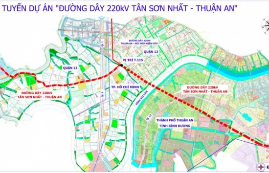 evnnpt lam chu dau tu duong day 220kv tan son nhat thuan an