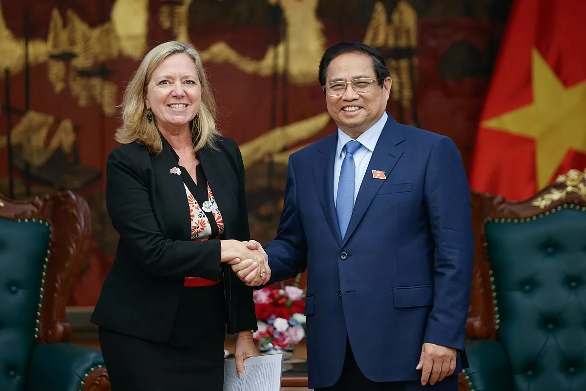 Trưa 15/5, Thủ tướng Phạm Minh Chính tiếp bà Mariam J. Sherman, Giám đốc Quốc gia của Văn phòng Ngân hàng Thế giới (WB) khu vực Việt Nam, Lào, Campuchia. Ảnh: VGP/Nhật Bắc