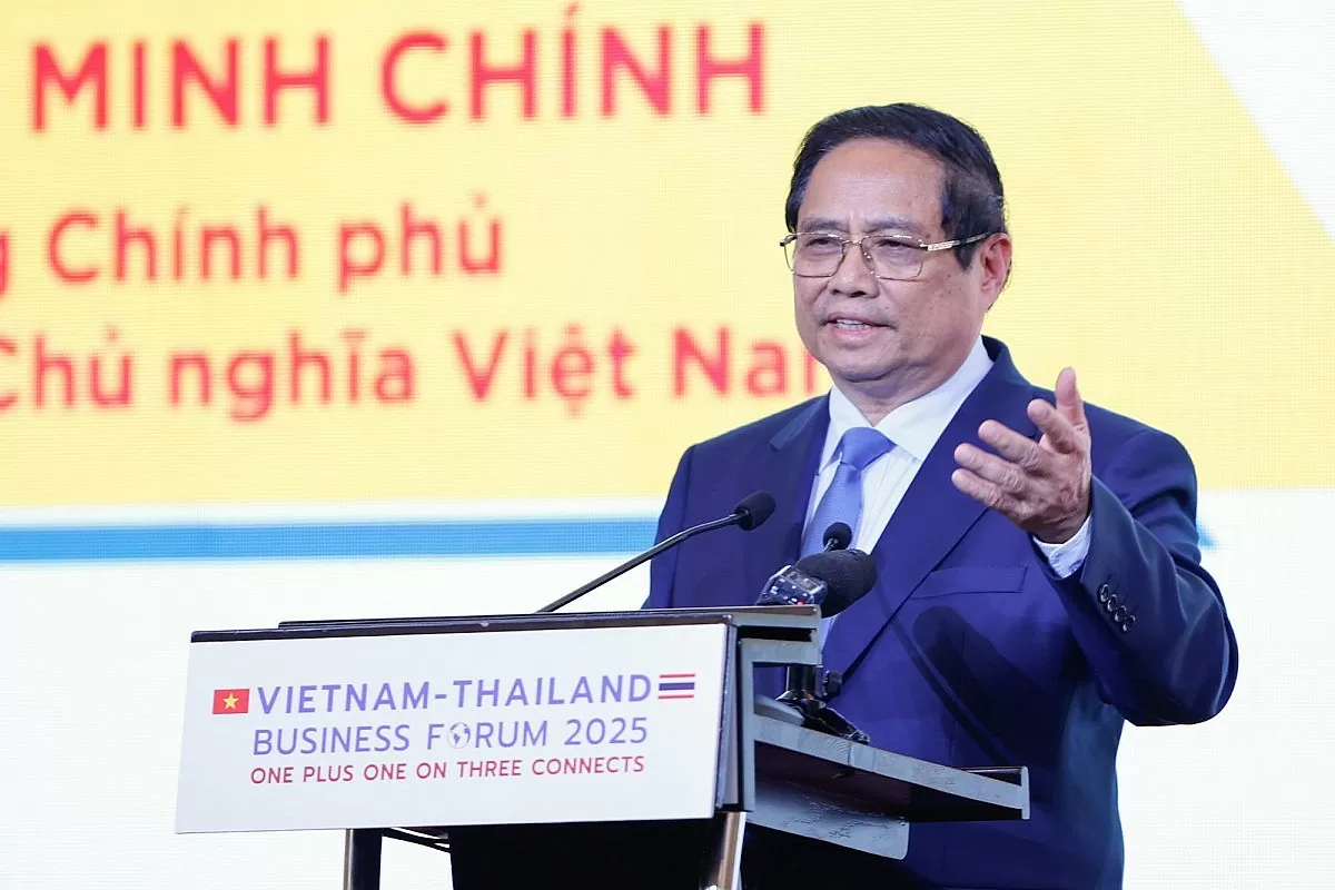 Thủ tướng đánh giá cao và trân trọng cảm ơn sự đóng góp thiết thực, hiệu quả của các doanh nghiệp Thái Lan đối với sự phát triển của Việt Nam và quan hệ hữu nghị giữa hai nước. Ảnh: VGP/Nhật Bắc