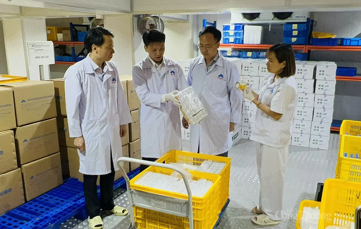 kiểm tra lô hàng vaccine trước khi xuất khẩu sang Indonesia.