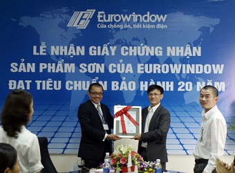 Dây chuyền sơn nhôm Eurowindow đạt tiêu chuẩn bảo hành của sơn Tiger