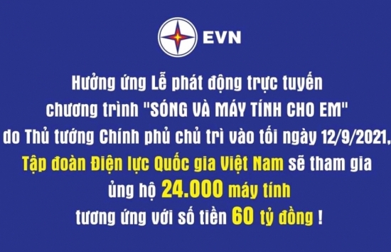 evn ung ho 24000 may tinh cho chuong trinh song va may tinh cho em