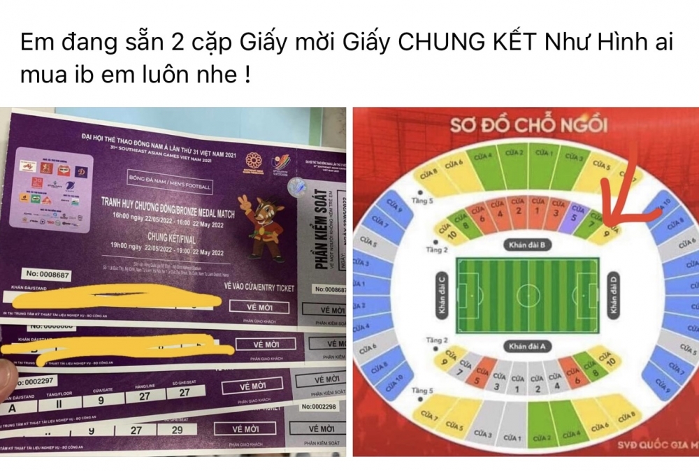 Vé Chung kết bóng đá nam SEA Games 31: Giá chợ đen gấp hàng chục lần giá gốc