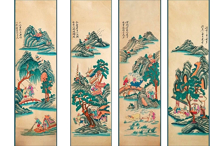 Tranh Tứ dân - Ngư, Tiều, Canh, Độc