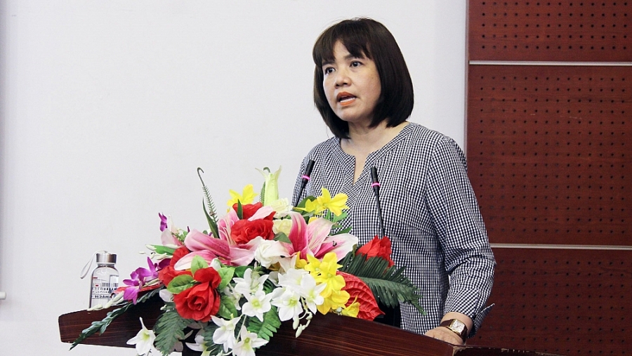 Bà Nguyễn Thị Mai Anh, Phó giám đốc Trung tâm xúc tiến đầu tư, thương mại, du lịch TP Hà Nội (HPA) phát biểu tại hội nghị