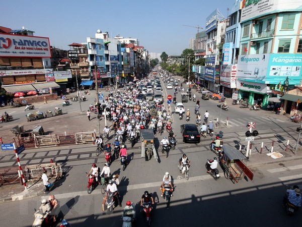 ha noi phan luong giao thong thi cong duong vanh dai 2 tren cao