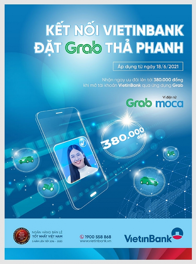 Khuyến mãi người dùng mở tài khoản VietinBank trực tuyến từ ứng dụng Grab