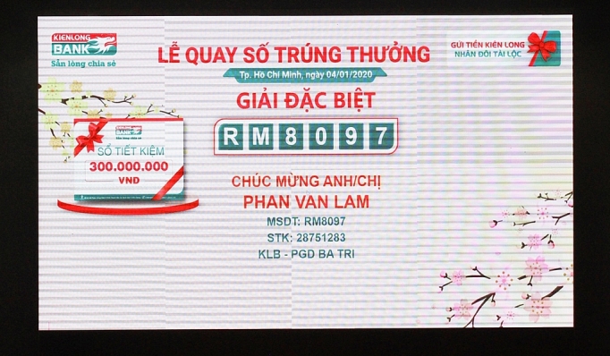 Kienlongbank trao 313 giải thưởng cho khách hàng gửi tiết kiệm