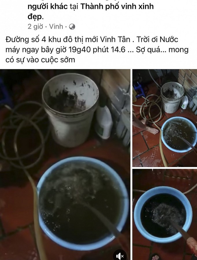 Tại sao nước sinh hoạt ở thành phố Vinh có màu vàng, lắng cặn?