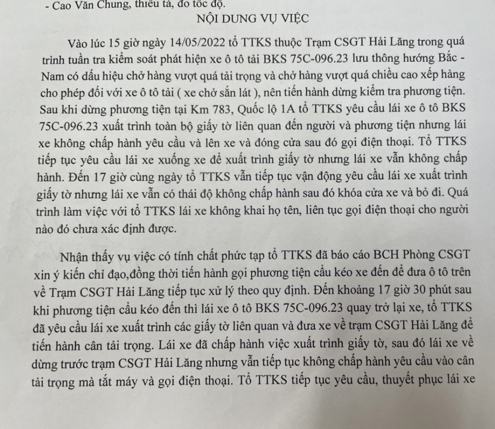 Quảng Trị: Có hay không việc cảnh sát giao thông đánh lái xe vi phạm?