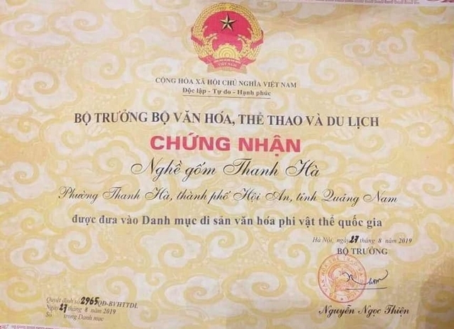 hoi an nghe gom thanh ha duoc cong nhan la di san van hoa phi vat the cap quoc gia