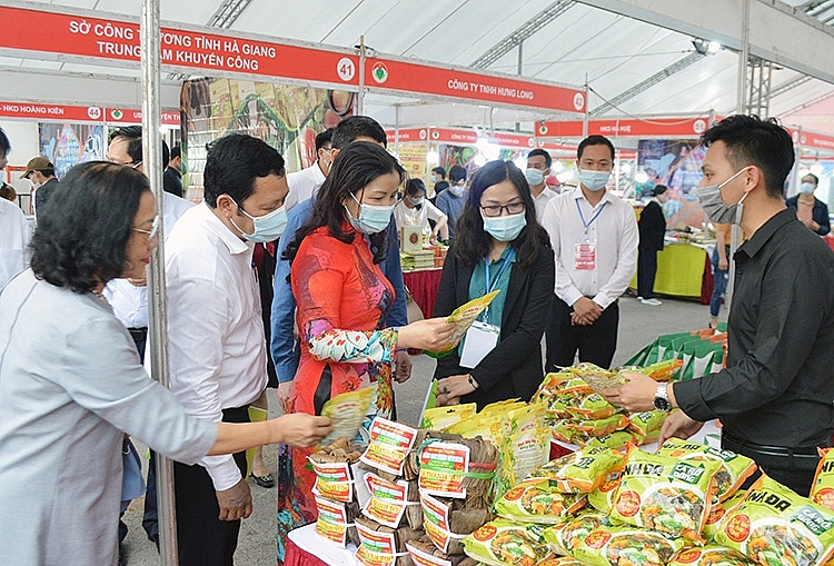 Các đại biểu đi tham quan gian hàng tại Tuần hàng Việt