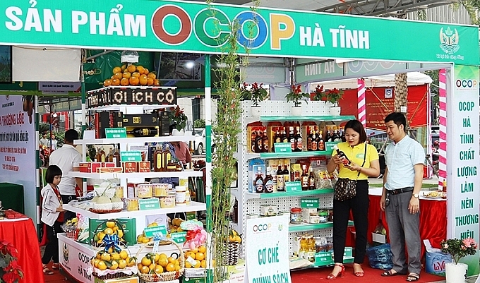 Trưng bày sản phẩm OCOP Hà Tĩnh.