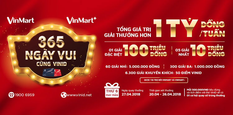 Vinmart & Vinmart + khuyến mại 1 tỷ đồng mừng đại lễ