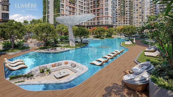 Có gì ở hồ bơi phi thuyền LUMIÈRE Boulevard tại Vinhomes Grand Park?