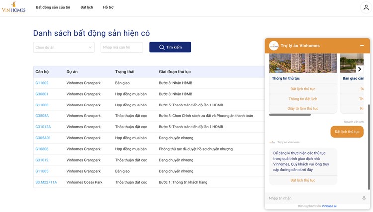 Ra mắt trợ lý ảo trên ứng dụng Vinhomes Resident và Vinhomes Online
