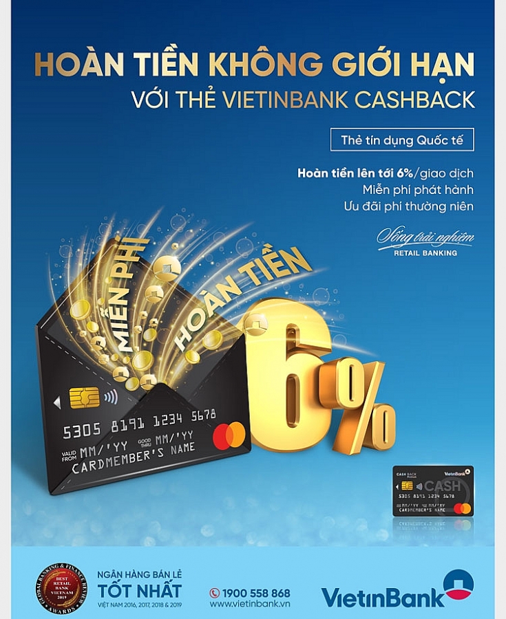 Hoàn tiền không giới hạn cùng thẻ VietinBank Cashback