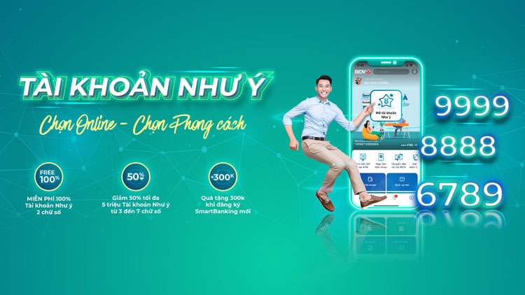 Miễn phí chọn số tài khoản Như ý trên BIDV SmartBanking