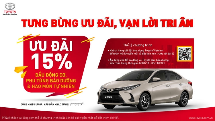 Toyota Việt Nam giảm 15% các hoạt động dịch vụ tại đại lý