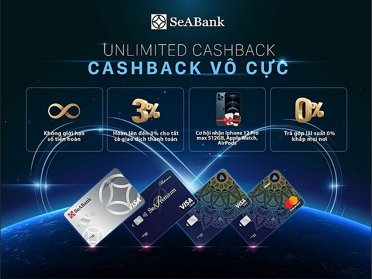 Hoàn tiền không giới hạn với thẻ quốc tế SeABank