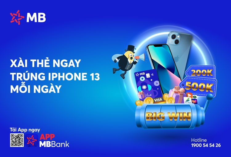 MB tặng khách hàng “cơn mưa” giải thưởng với “Xài thẻ ngay – Trúng iPhone 13 mỗi ngày”