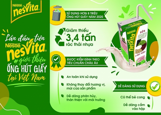 Nestlé Nesvita 5 loại đậu: Sử dụng ống hút giấy bảo vệ môi trường