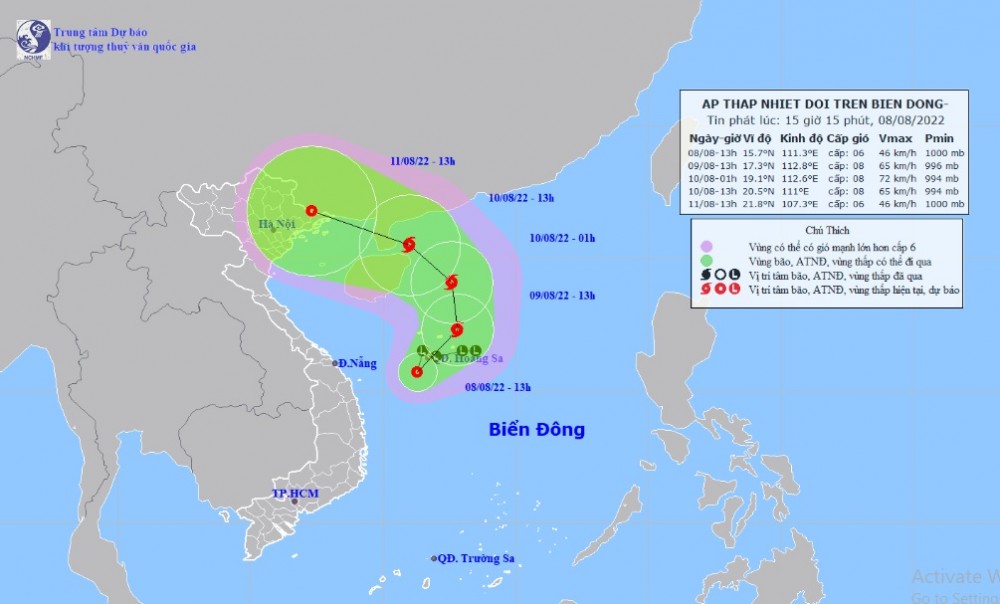 Áp thấp nhiệt đới có khả năng mạnh lên thành bão trong đêm nay