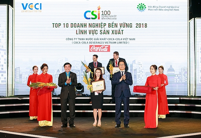 cong bo doanh nghiep ben vung viet nam 2018 coca cola duoc vinh danh top 2