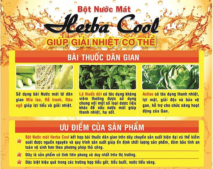 Bột nước mát Herba Cool có dấu hiệu quảng cáo trái phép